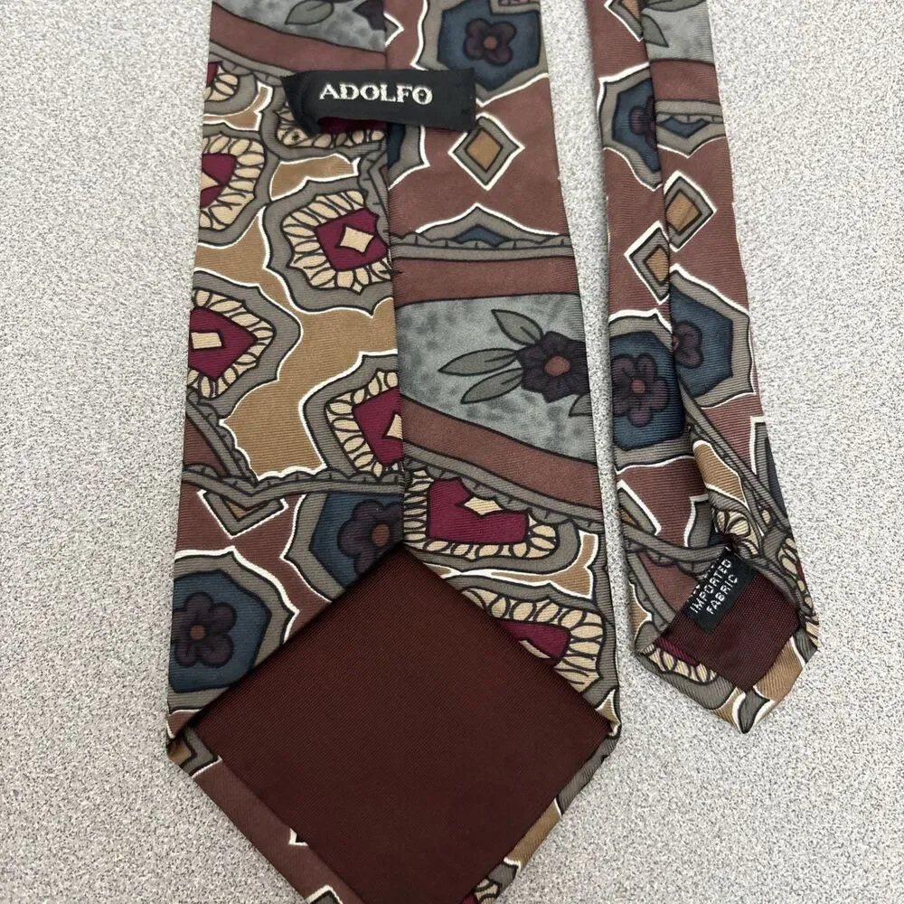 Vintage Adolfo 100% Silk Necktie, Wide 4